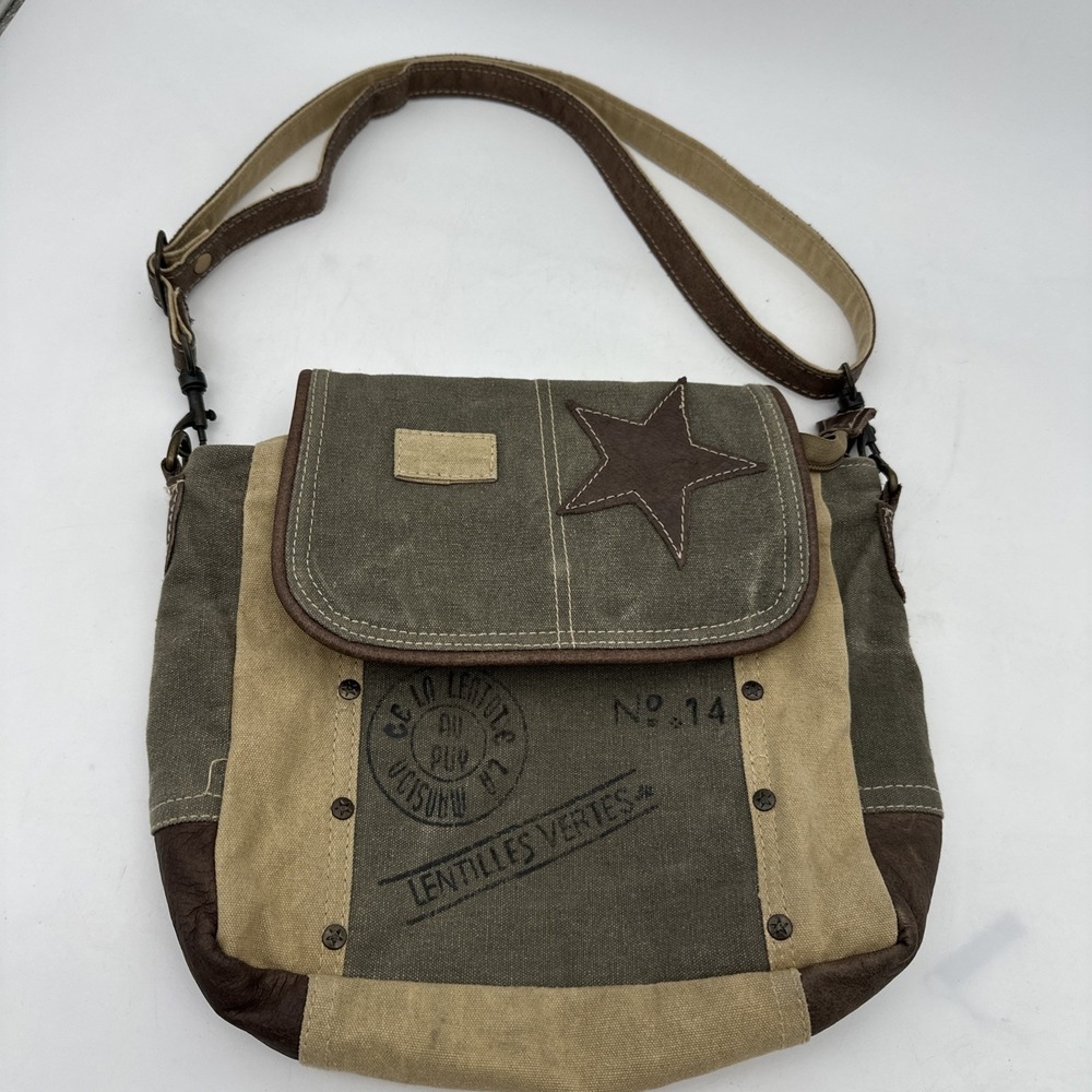 Myra Leather Star Shoulder Bag,Adjustable Leather Handle, Leather Trim EUC